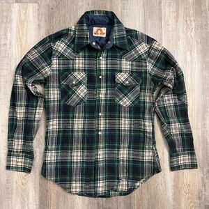 Vintage Saturdays Flannel Men’s Green Plaid 85% Wool Shirt Workwear-size M *EUC*